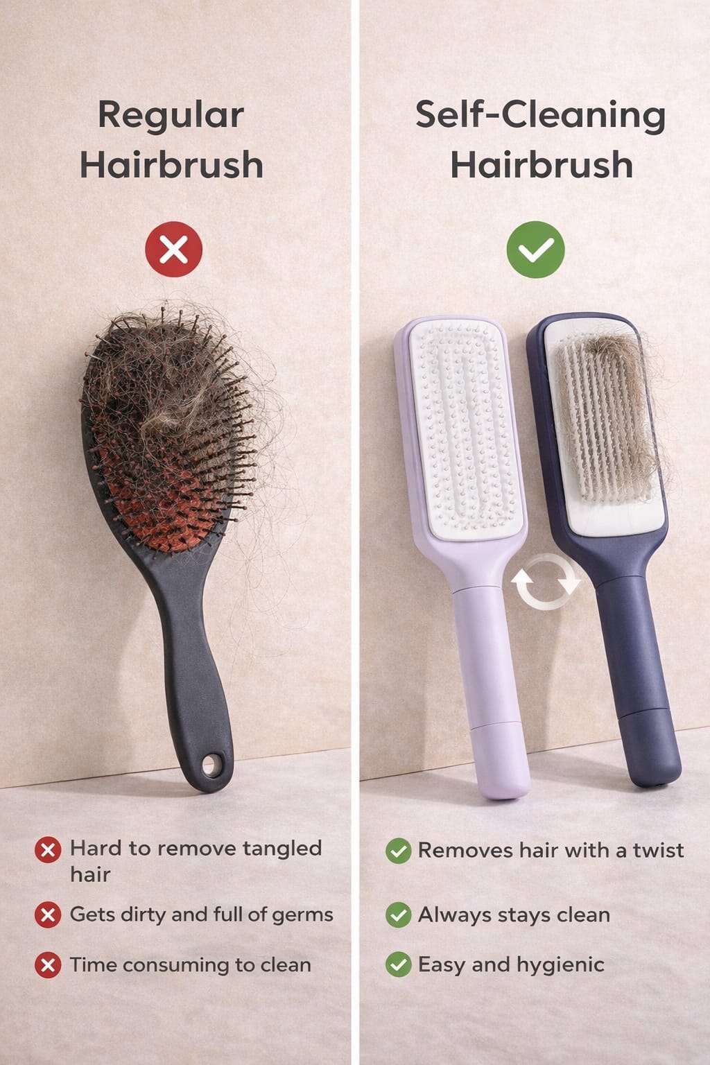 GlowHer™ Self-Cleaning Hairbrush