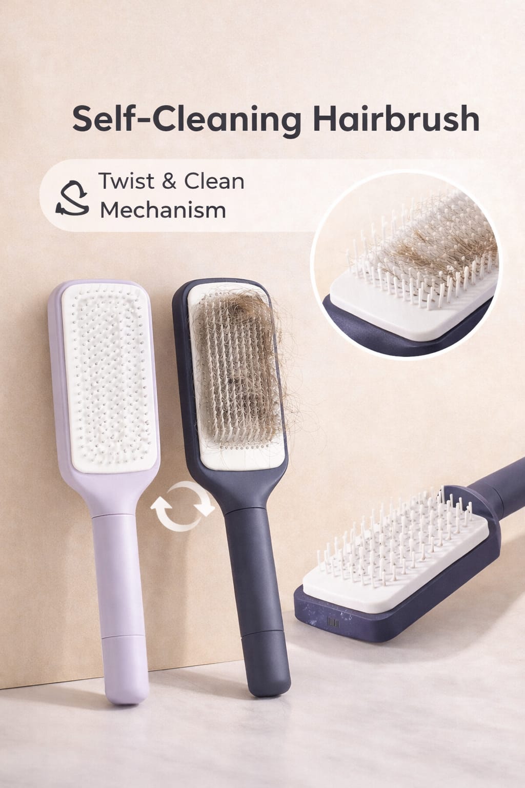 GlowHer™ Self-Cleaning Hairbrush